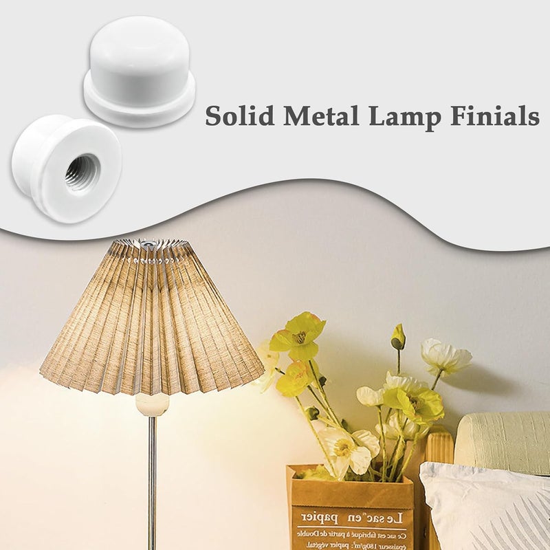 MARRTEUM 1/2 Inch Tall Lamp Finial Tapped 1/4-27 Knob Lamp Accessories for Lamp Shade Holder Harp Tops, White, 2PCS - Image 4